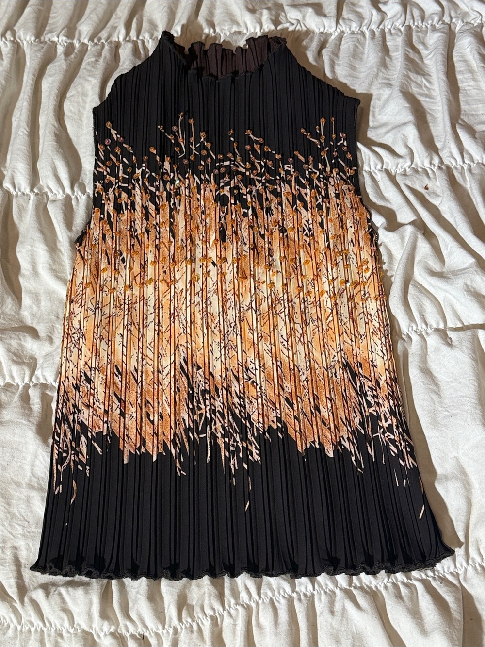 Cinderella Brown Tank Top with Gold Print and Sequins/Beading